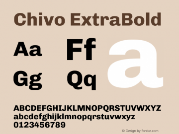 Chivo ExtraBold Version 1.007;hotconv 1.0.109;makeotfexe 2.5.65596 Font Sample