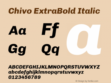 Chivo ExtraBold Italic Version 1.007 Font Sample