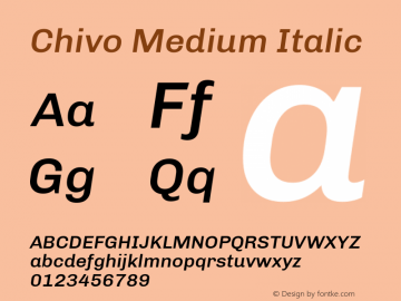 Chivo Medium Italic Version 1.007 Font Sample