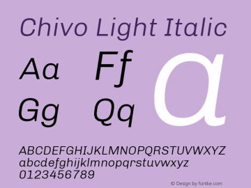 Chivo Light Italic Version 1.007 Font Sample