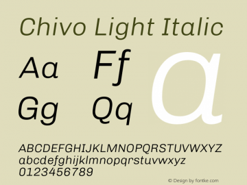 Chivo Light Italic Version 1.007;hotconv 1.0.109;makeotfexe 2.5.65596 Font Sample