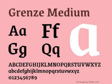 Grenze Medium Version 1.002; ttfautohint (v1.8) Font Sample