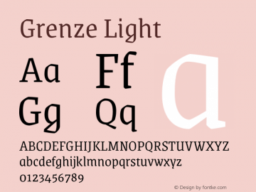 Grenze Light Version 1.002;hotconv 1.0.109;makeotfexe 2.5.65596 Font Sample