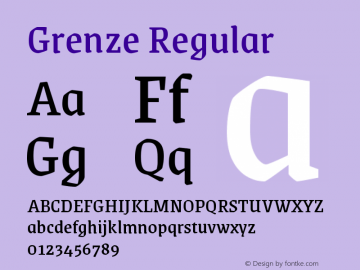 Grenze Regular Version 1.001 Font Sample