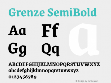 Grenze SemiBold Version 1.002; ttfautohint (v1.8) Font Sample