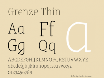 Grenze Thin Version 1.002; ttfautohint (v1.8) Font Sample