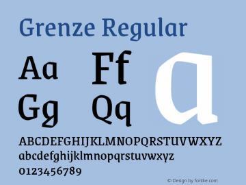 Grenze Regular Version 1.002; ttfautohint (v1.8) Font Sample