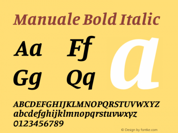 Manuale Bold Italic Version 1.001;hotconv 1.0.109;makeotfexe 2.5.65596 Font Sample