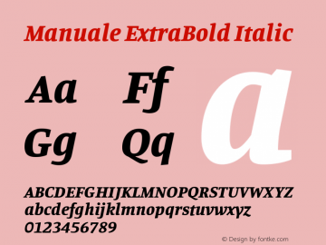 Manuale ExtraBold Italic Version 1.001; ttfautohint (v1.8) Font Sample