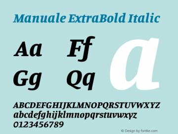 Manuale ExtraBold Italic Version 1.001;hotconv 1.0.109;makeotfexe 2.5.65596 Font Sample