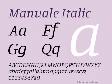 Manuale Italic Version 1.001 Font Sample