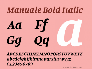 Manuale Bold Italic Version 1.001; ttfautohint (v1.8) Font Sample