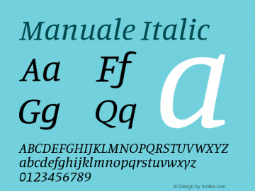 Manuale Italic Version 1.001; ttfautohint (v1.8) Font Sample