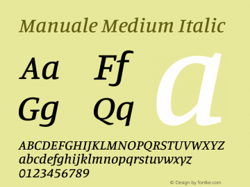 Manuale Medium Italic Version 1.001;hotconv 1.0.109;makeotfexe 2.5.65596图片样张