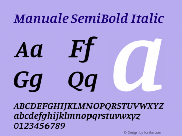 Manuale SemiBold Italic Version 1.001; ttfautohint (v1.8) Font Sample