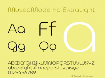 MuseoModerno ExtraLight Version 1.001 Font Sample