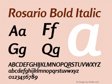 Rosario Bold Italic Version 1.100; ttfautohint (v1.8.1.43-b0c9) Font Sample