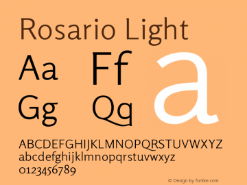 Rosario Light Version 1.100; ttfautohint (v1.8.1.43-b0c9) Font Sample