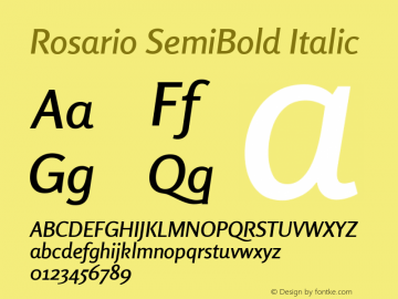 Rosario SemiBold Italic Version 1.100; ttfautohint (v1.8.1.43-b0c9) Font Sample