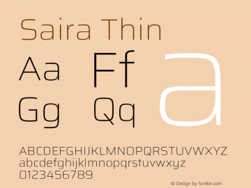 Saira Thin Version 1.100; ttfautohint (v1.8.3)图片样张