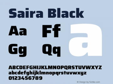 Saira Black Version 1.100; ttfautohint (v1.8.3) Font Sample