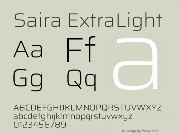 Saira ExtraLight Version 1.100 Font Sample