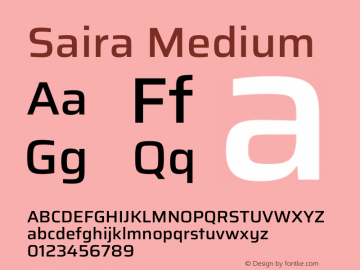 Saira Medium Version 1.100 Font Sample