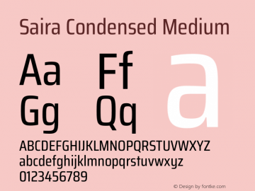 Saira Condensed Medium Version 1.100图片样张