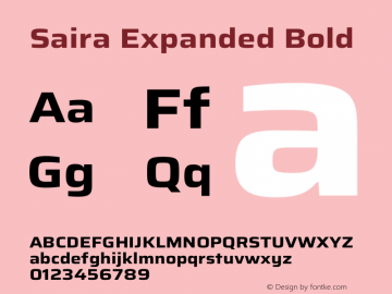 Saira Expanded Bold Version 1.100 Font Sample