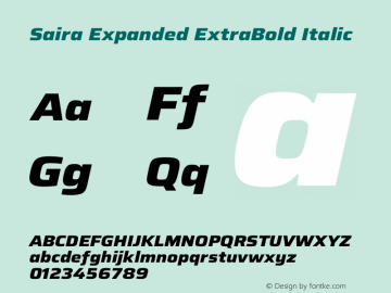 Saira Expanded ExtraBold Italic Version 1.100图片样张