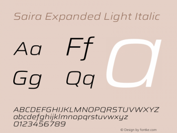 Saira Expanded Light Italic Version 1.100图片样张