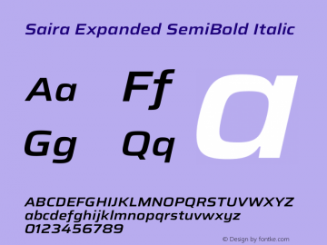 Saira Expanded SemiBold Italic Version 1.100图片样张