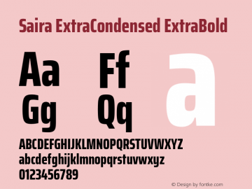Saira ExtraCondensed ExtraBold Version 1.100; ttfautohint (v1.8.3)图片样张