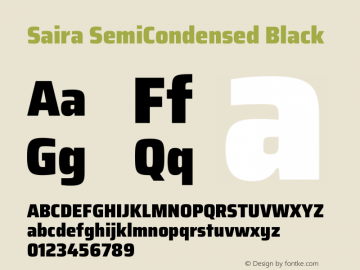 Saira SemiCondensed Black Version 1.100 Font Sample