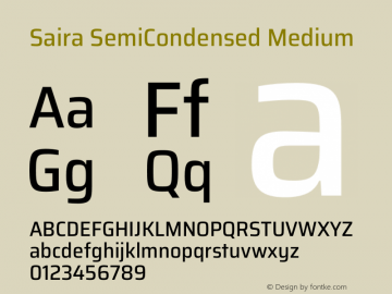 Saira SemiCondensed Medium Version 1.100 Font Sample
