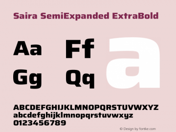 Saira SemiExpanded ExtraBold Version 1.100图片样张