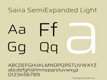 Saira SemiExpanded Light Version 1.100 Font Sample