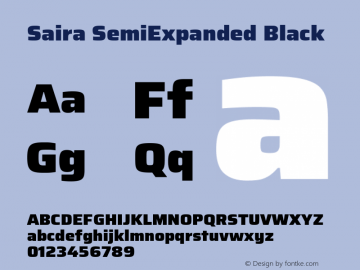 Saira SemiExpanded Black Version 1.100; ttfautohint (v1.8.3) Font Sample