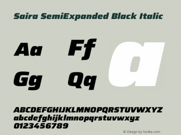 Saira SemiExpanded Black Italic Version 1.100 Font Sample