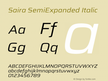 Saira SemiExpanded Italic Version 1.100; ttfautohint (v1.8.3)图片样张