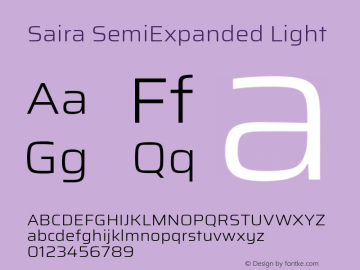 Saira SemiExpanded Light Version 1.100; ttfautohint (v1.8.3) Font Sample