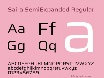 Saira SemiExpanded Regular Version 1.100; ttfautohint (v1.8.3) Font Sample
