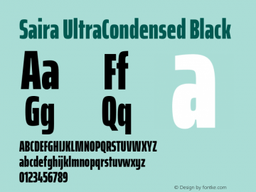 Saira UltraCondensed Black Version 1.100; ttfautohint (v1.8.3)图片样张