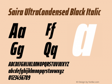 Saira UltraCondensed Black Italic Version 1.100图片样张
