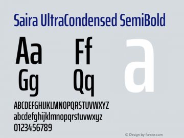 Saira UltraCondensed SemiBold Version 1.100图片样张