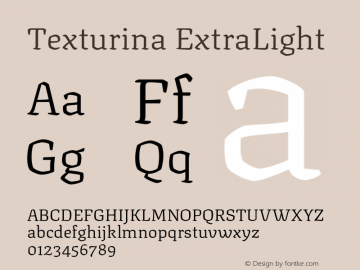 Texturina ExtraLight Version 1.002 Font Sample