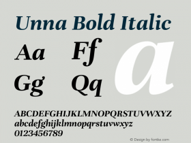 Unna Bold Italic Version 2.008;hotconv 1.0.109;makeotfexe 2.5.65596图片样张