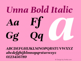 Unna Bold Italic Version 2.008图片样张