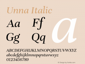 Unna Italic Version 2.008图片样张