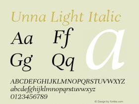 Unna Light Italic Version 2.008图片样张